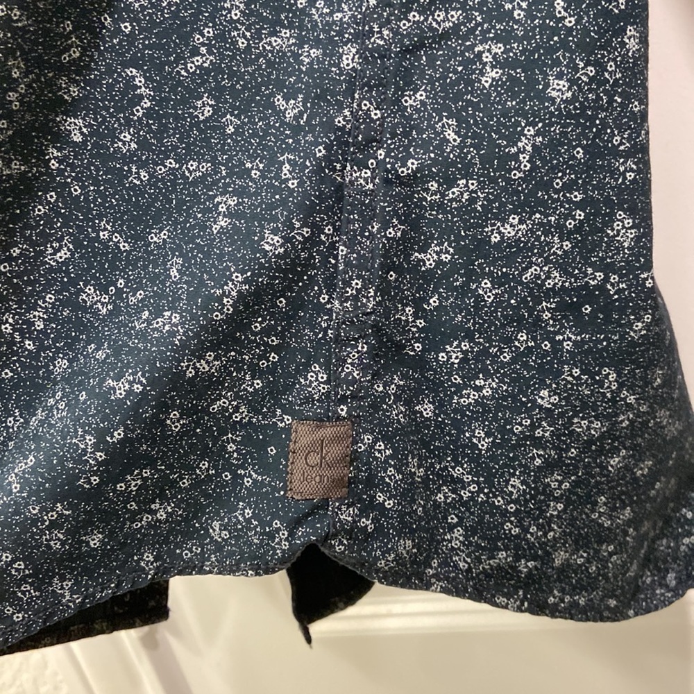 Calvin Klein - Navy Print Button Down Dress Shirt - Picture 5 of 8
